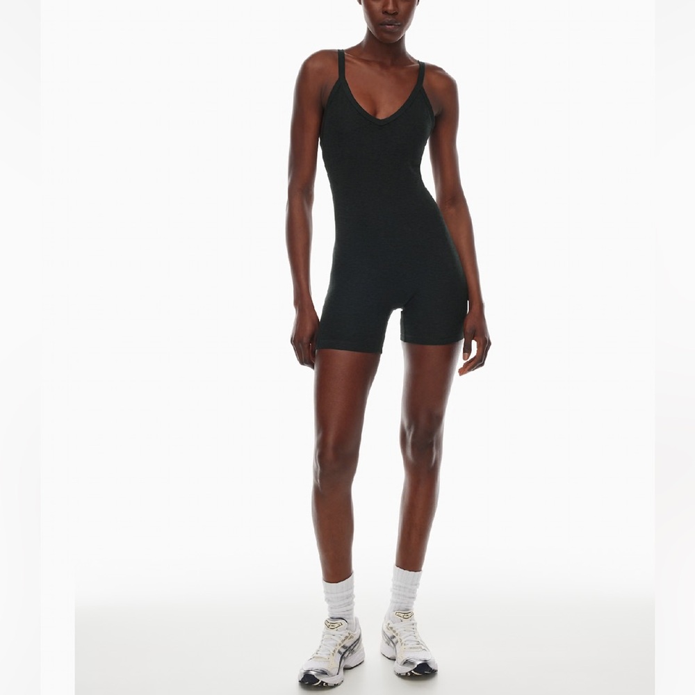 Aritzia Black Ribbed Tank Romper Jumpsuit